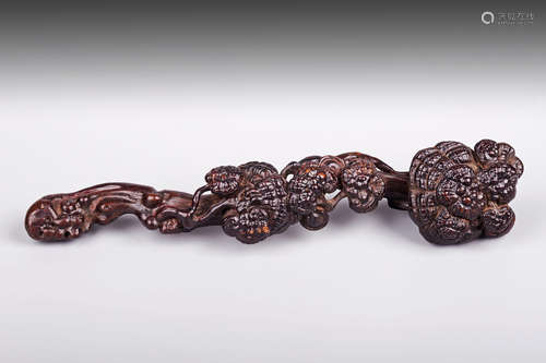 WOOD CARVED RUYI SCEPTER