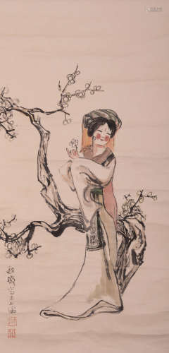 CHENG SHIFA: INK AND COLOR ON PAPER PAINTING 'LADY'
