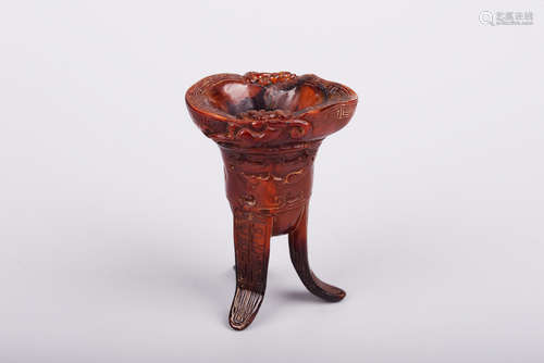 HORN CARVED RITUAL WINE CUP