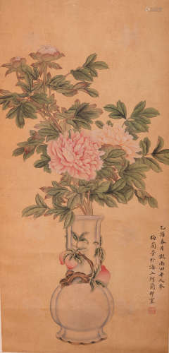 MEI LANFANG: INK AND COLOR ON SILK PAINTING 'FLOWERS'