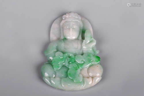 JADEITE CARVED GUANYIN PENDANT