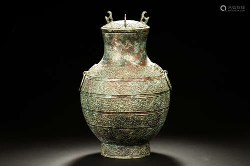 ARCHAIC BRONZE CAST RITUAL WINE VESSEL