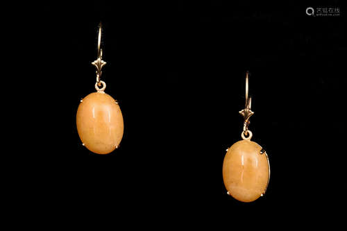 14K YG HONEY AMBER EARRINGS