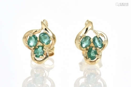 14K YG EMERALD EARRINGS