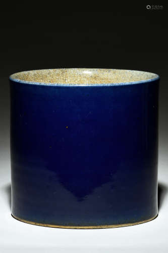 MONOCHROME BLUE GLAZED BRUSH POT