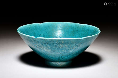 TURQUOISE GLAZED 'PHOENIX' BOWL