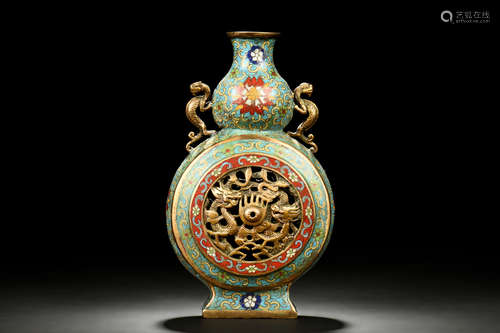 CLOISONNE ENAMELED 'DRAGON' VASE