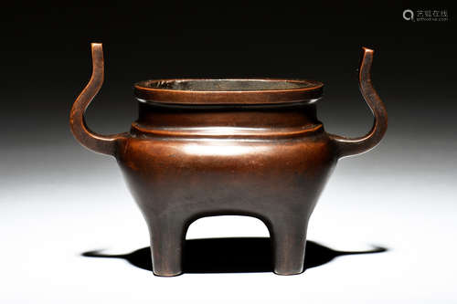 BRONZE CAST CENSER WITH HANDLES