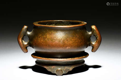 BRONZE CAST CENSER WITH STAND