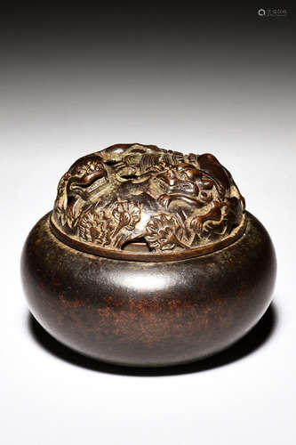 BRONZE CAST CENSER WITH COVER