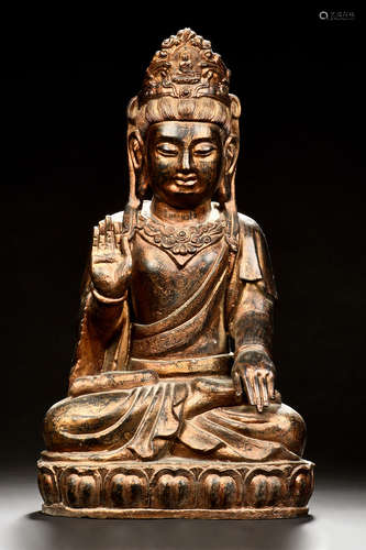 BRONZE CAST SEATED AVALOKITESHVARA FIGURE