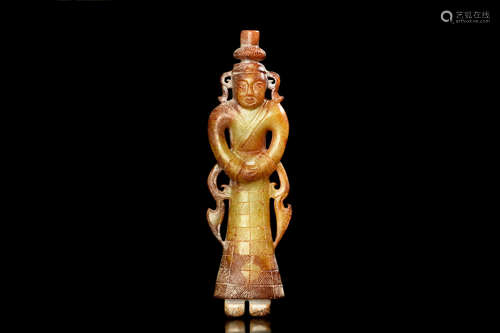 JADE CARVED 'ATTENDANT' FIGURE