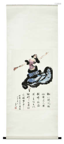 YANG ZHIGUANG: INK AND COLOR ON PAPER PAINTING 'SPANISH DANCER'