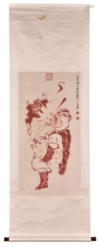 INK ON PAPER 'ZHONG KUI' PAINTING