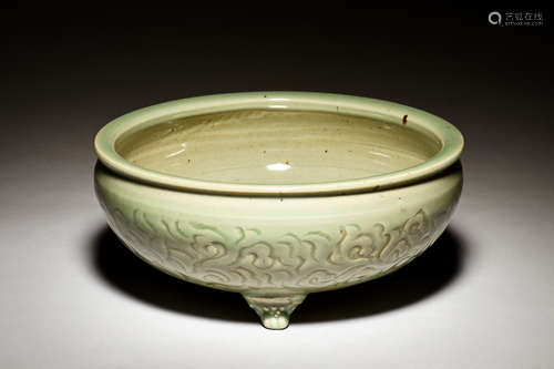 CELADON GLAZED TRIPOD CENSER