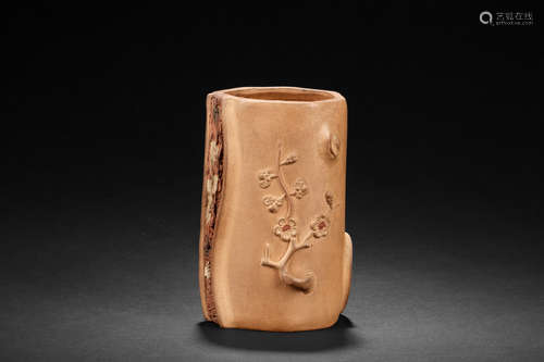 YIXING ZISHA 'TREE BRANCH' BRUSH POT