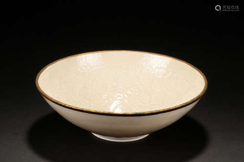 DING WARE CARVED 'FLOWERS' BOWL