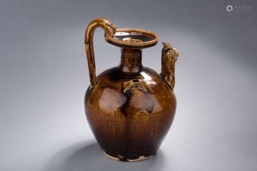 BROWN GLAZED 'PHOENIX' EWER