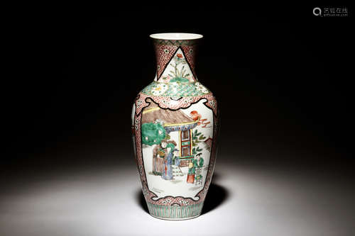 WUCAI OPEN MEDALLION 'PEOPLE' VASE