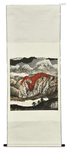 YI YI: INK AND COLOR ON PAPER 'LANDSCAPE' PAINTING