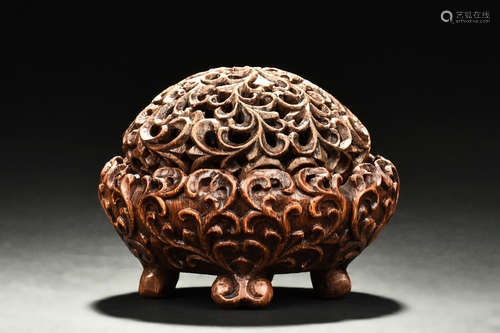 WALNUT OPENWORK CARVED SMALL CENSER