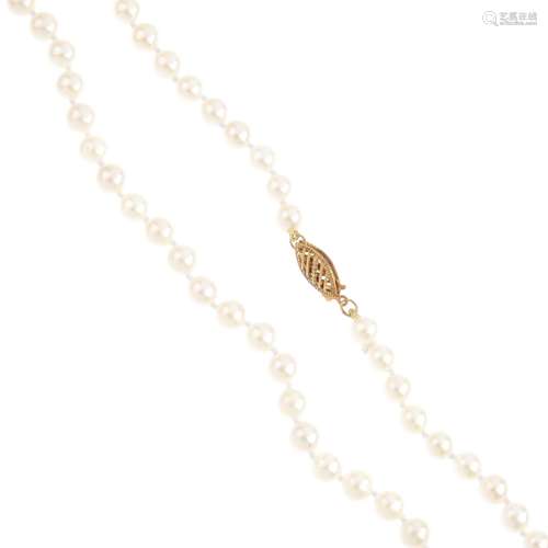 Three sets of cultured pearl jewellery. Each set comprising a single-strand necklace, together