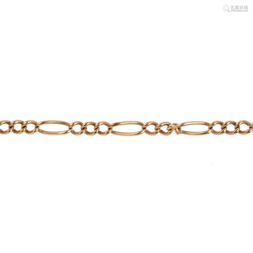 A 9ct gold bracelet. The Figaro-link chain, with spring-ring clasp. Hallmarks for Birmingham,