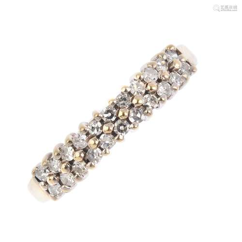 Two 9ct gold diamond half eternity rings. The first designed as a two row single-cut diamond line.