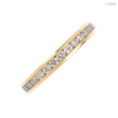 An 18ct gold diamond half eternity ring. The brilliant-cut diamond line, inset to the band. Total