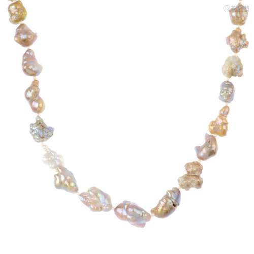 A baroque freshwater and saltwater natural pearl necklace.