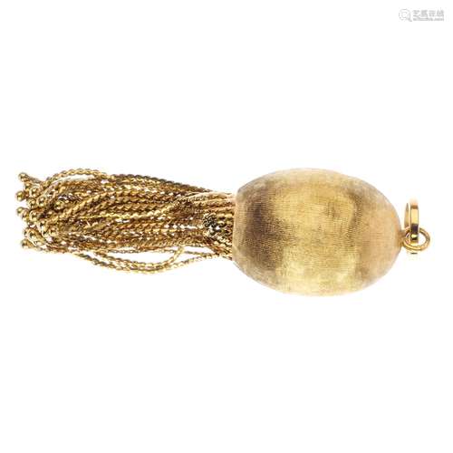 A 1970's pendant. Designed as a series of graduated tassle drops, suspended from a textured dome