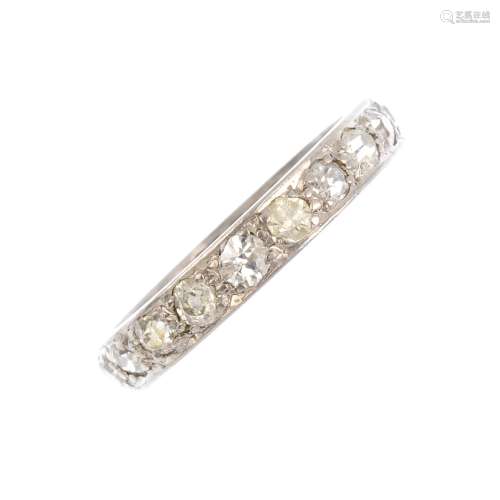 A diamond full eternity ring. Designed as an old-cut diamond line, with replacement stones.