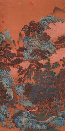 CHINESE SCROLL PAINTING OF MOUNTAIN VIEWS