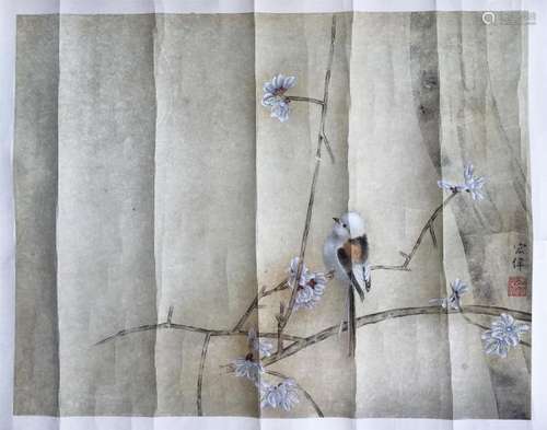 CHINESE SCROLL PAINTING OF BIRD AND FLOWER