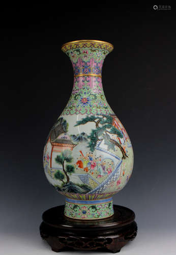 CHINESE PORCELAIN FAMILLE ROSE BOY PLAYING VASE