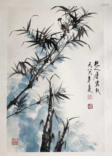 CHINESE SCROLL PAINTING OF BAMBOO