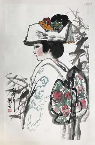 CHINESE SCROLL PAINTING OF GIRL