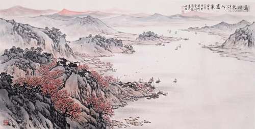 CHINESE SCROLL PAINTING OF LAKEVIEWS WITH PUBLICATION