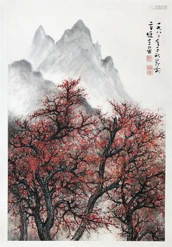 CHINESE SCROLL PAINTING OF MOUNTAIN VIEWS