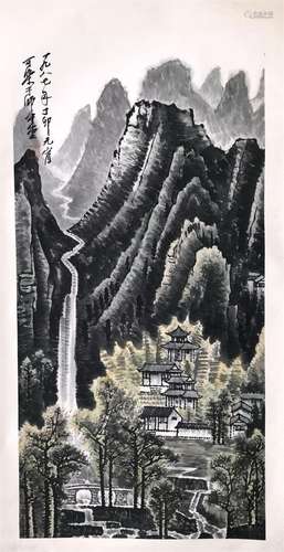 CHINESE SCROLL PAINTING OF MOUNTAIN VIEWS