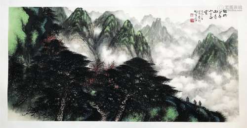 CHINESE SCROLL PAINTING OF MOUNTAIN VIEWS