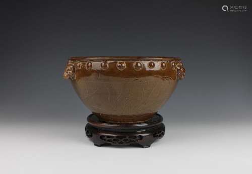 CHINESE PORCELAIN BROWN GLAZE BOWL