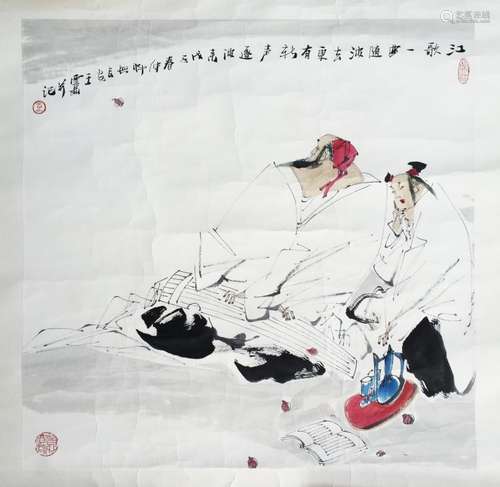 CHINESE SCROLL PAINTING OF TWO FIGURES