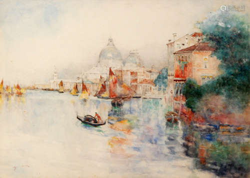 DAVID WOODLOCK (1842 - 1929) - The Venetian Lagoon, watercolour, signed, framed, 25cm x 35cm