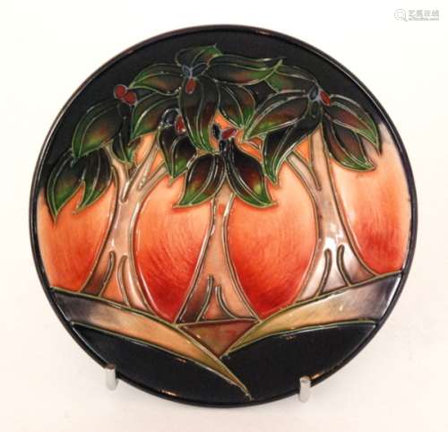 A Moorcroft Collectors Club pin dish coaster decorated in the New Forest pattern, impressed and painted mark, diameter 12cm