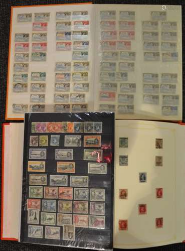 A collection of Commonwealth postage stamps, QV to QEII, mainly early 20th Century, used, on and off paper, including New Zealand and Australia, on stock cards, in stock books and a Stanley Gibbons red Simplex album. (qty)