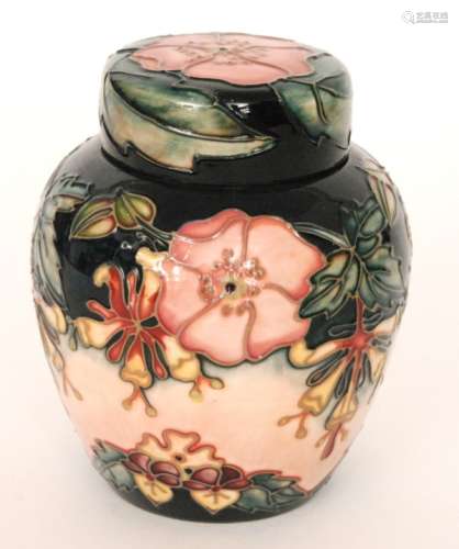 A Moorcroft Pottery ginger jar and cover decorated in the Oberon pattern designed by Rachel Bishop, impressed and painted marks, height 16cm