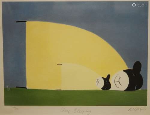 MACKENZIE THORPE (B.1956) - 'Sleeping Sheep', lithograph, signed in pencil, numbered 476 from an edition of 850, with Washington Green Certificate of Authenticity, framed, 31cm x 42cm also one other signed, limited edition print by the same hand titled  'Loving Family' (2)