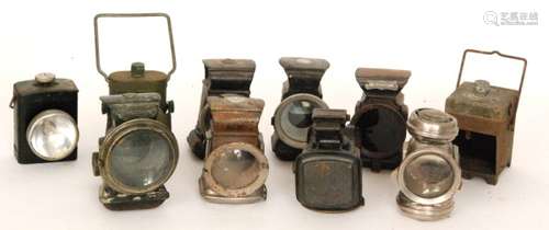 A Lucas 'Silver King' cycle lamp, a 'Kinglet' cycle lamp and eight other variants (10)