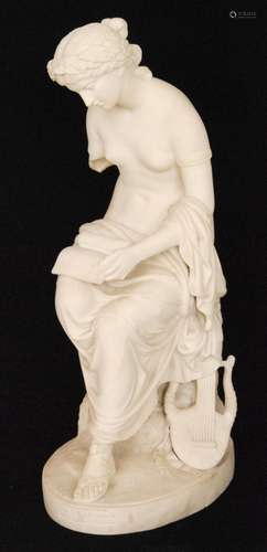 A large 19th Century Copeland figure of Corinna, The Lyric Muse modelled after the original by W. Brodie, impressed marks, height 56cm, S/D.